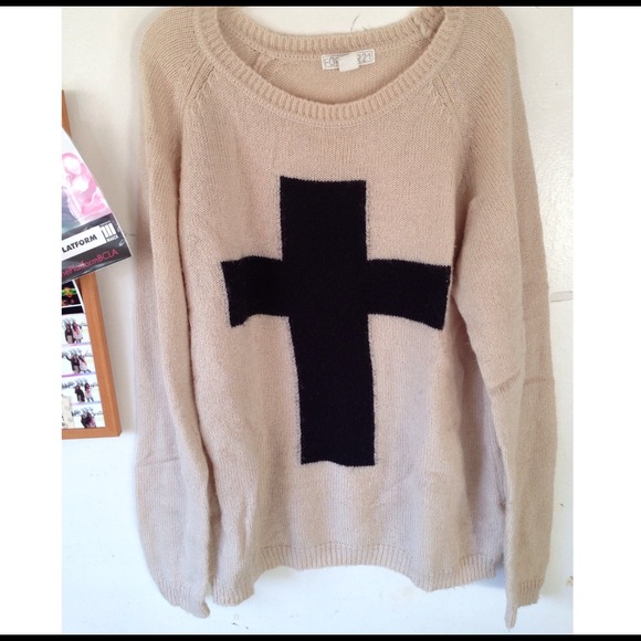 Black and beige cross sweater