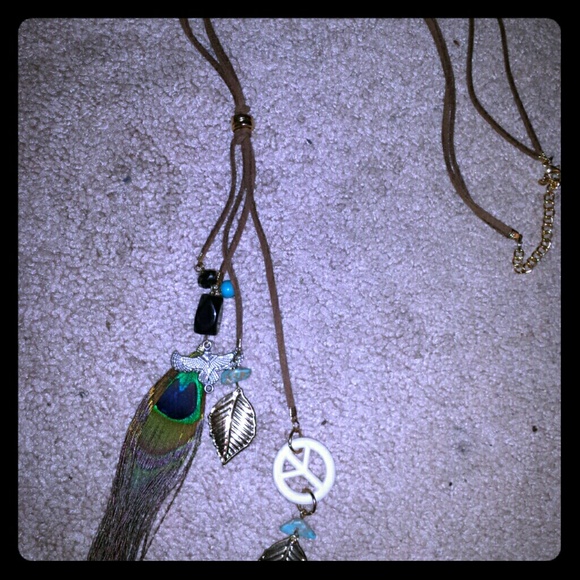 Long Hippie Feather Necklace