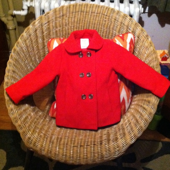 Old Navy red toddler pea coat - Picture 1 of 1