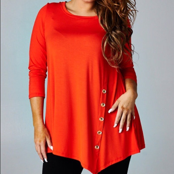 A-symmetrical tunic w/ side button - plus size 1x