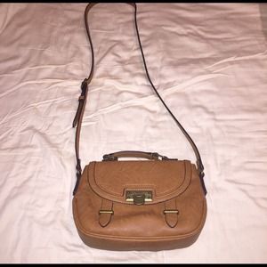 Brown cross-body purse with top handle