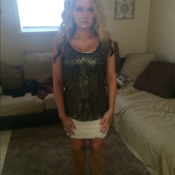 Black and gold speckled tank top - Picture 1 of 2