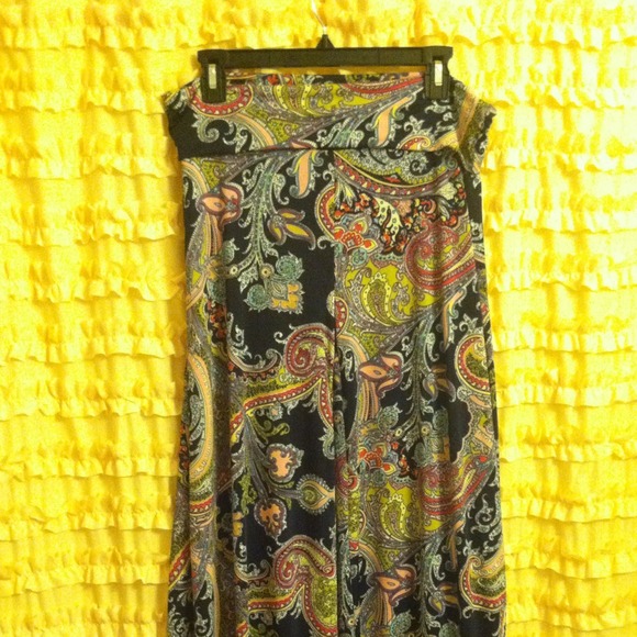 Navy Paisley Palazzo Pants - size 2x