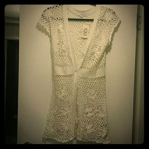 Cream crocheted cardigan