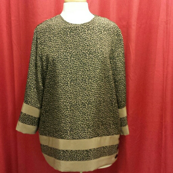 Gold animal print top.
