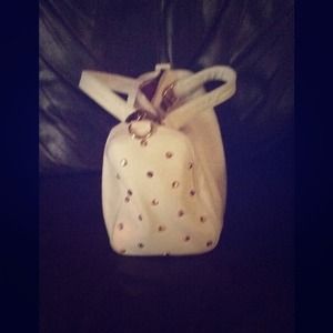 Deux lux white handbag with gold studs