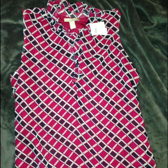 Banana Republic Magenta & Navy silky shirt