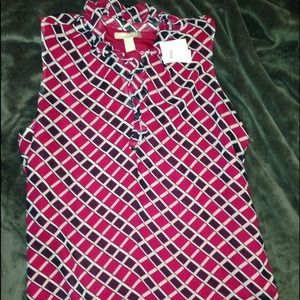 Banana Republic Magenta & Navy silky shirt