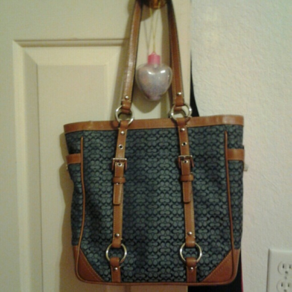 Coach purse - blue and tan