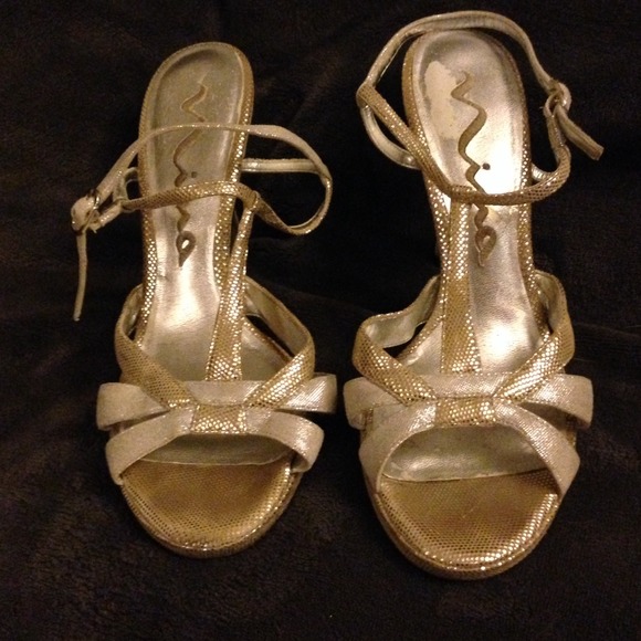 Nina silver and gold evening heels