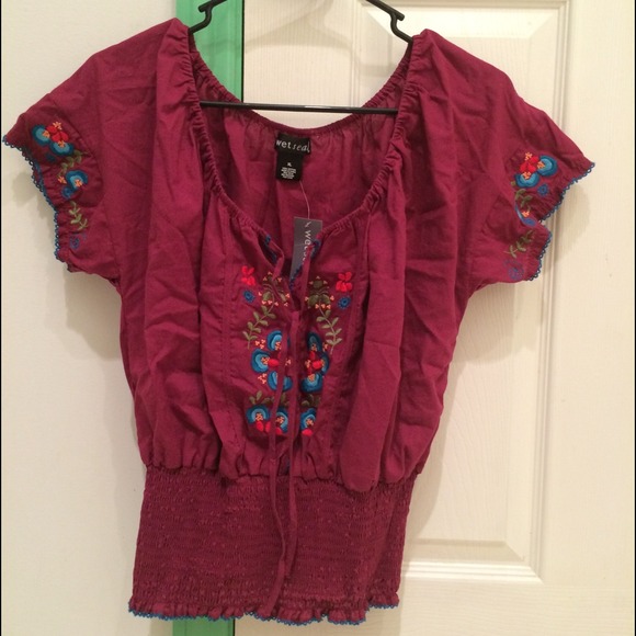 Cap sleeve peasant top