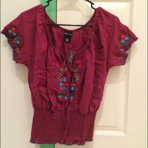Cap sleeve peasant top