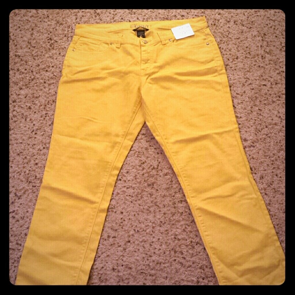 Yellow denim skinny ankle pant