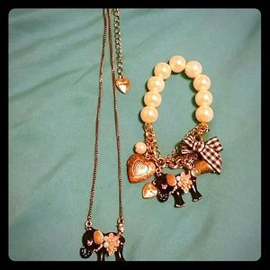 Betsey Johnson elephant love bracelet set
