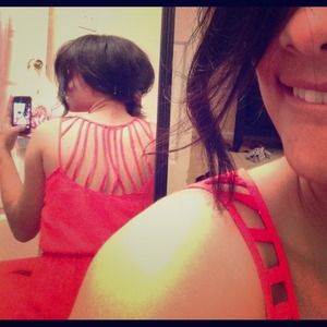 Orange sheer  Maxi  dress with mini skirt under .