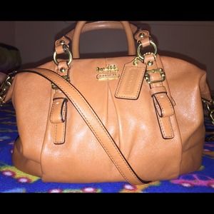 COACH Madison Leather Juliette in Brass / Cognac