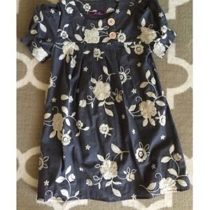 Grey embroidered floral dress