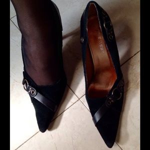 Nine West black suede and leather stiletto 8.5