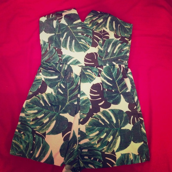 Topshop Palm Bandeau Skort Playsuit