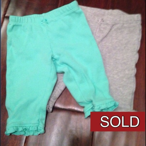 Teal and gray ruffle pants by carters 3 months lot