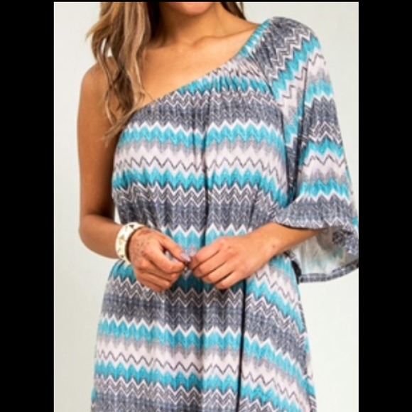 One Shoulder Aztec Dress