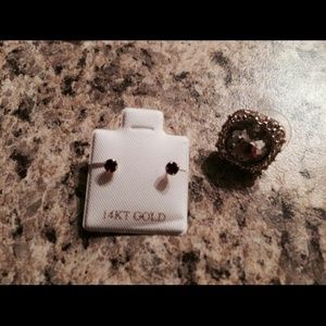 Ruby Infant Earrings 14k Gold