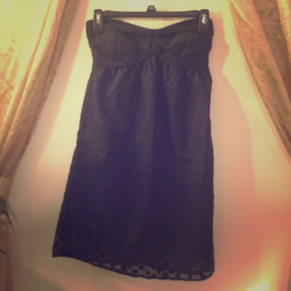 All Black double layer strapless pokadot dress