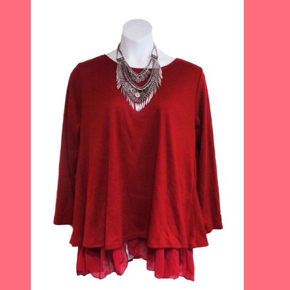 🎀Bow Back Cranberry Tunic🎀 - Picture 1 of 4