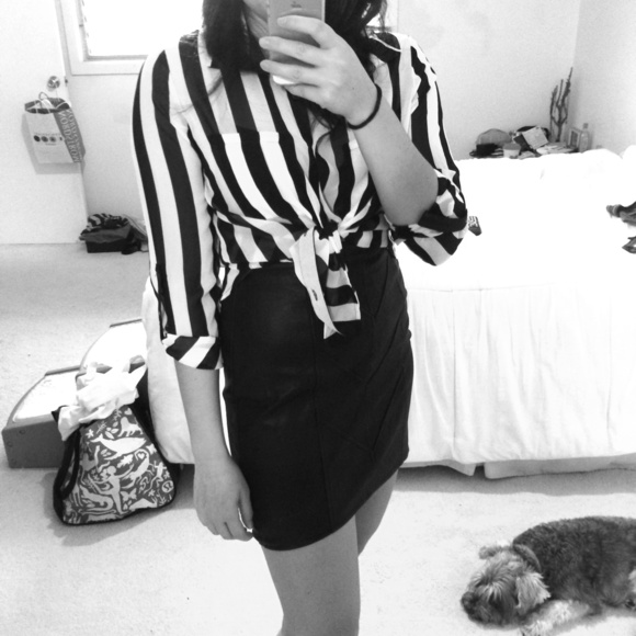 Black & White Sheer Striped Top size M