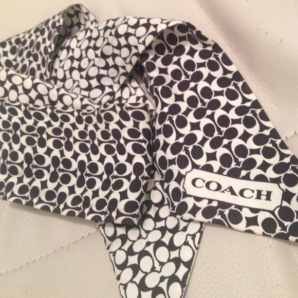 Coach Silk Ponytail Scarf - black/white
