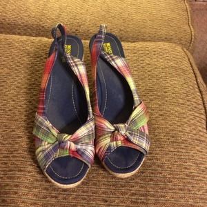 Plaid espadrille wedges
