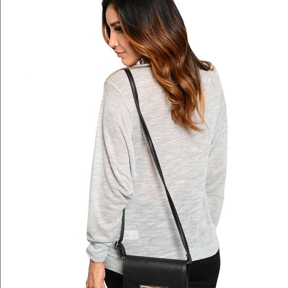 Grey Black and White Ombre Fringe Sweater - Picture 2 of 3