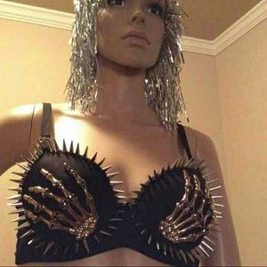 Skeleton Spikes Sexy Bra Top  Costume