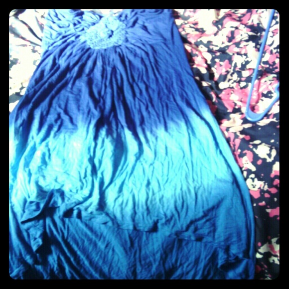 Blue summer strapless dress