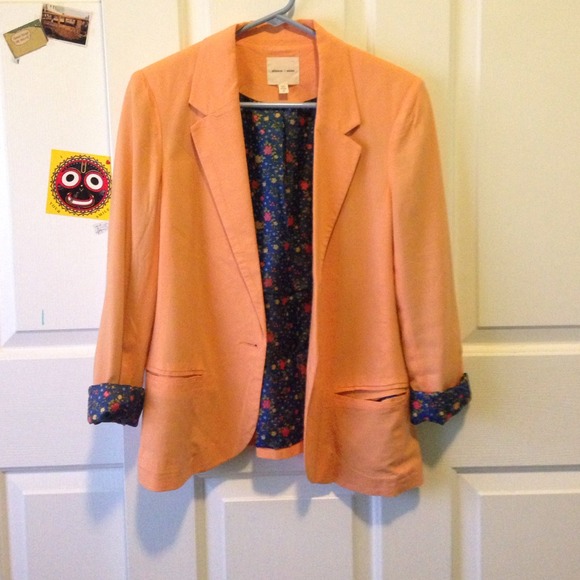 Silence + noise orange blazer with silk inset