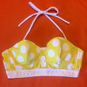 Retro vintage yellow polka dot bikini top unique