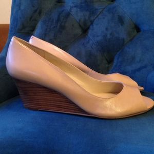Nine West Powersurge Peep Toe Wedge - Beige/Nude