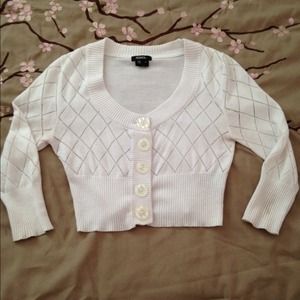Cropped white cardigan