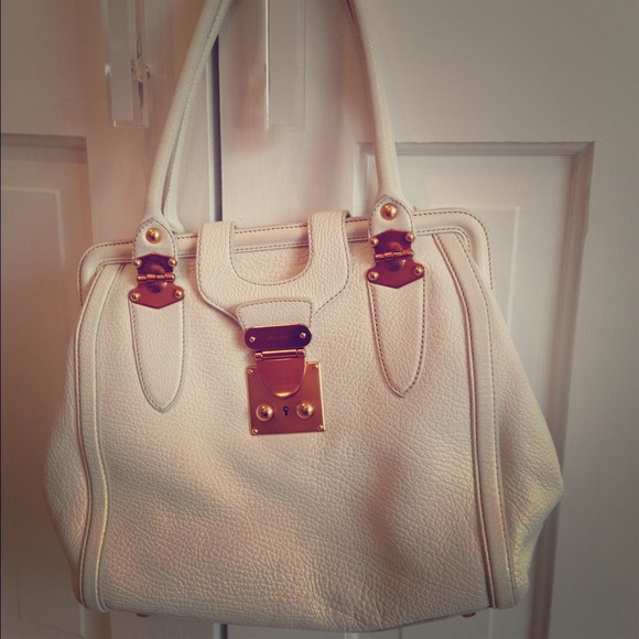 Gorgeous white miu miu leather bag gold hardware!
