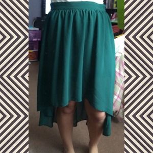 Forever 21 Emerald Green High Low Skirt