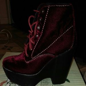 velvet wine Jeffrey Campbell platform wedges