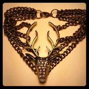 ⭐NEW gold deer with shining stone chain braclet