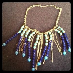 Beautiful blue beaded statement necklace