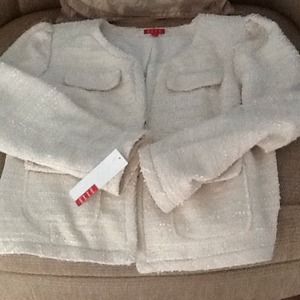 Adorable ELLE "Chanel-style" blazer in ivory tweed