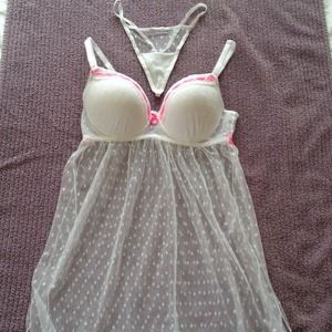 White and pink lingerie set