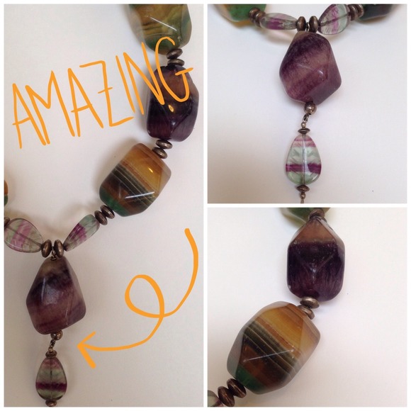 RAINBOW FLUORITE & STERLING NECKLACE