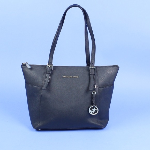 Michael Kors Jet Set Saffiano Black Leather Tote