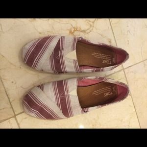 Toms red and cream striped shoes