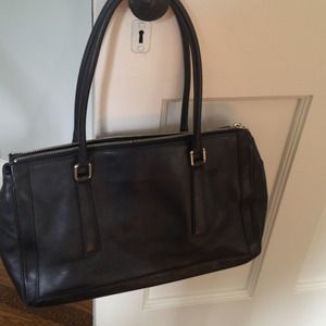 Vintage Coach black leather tote