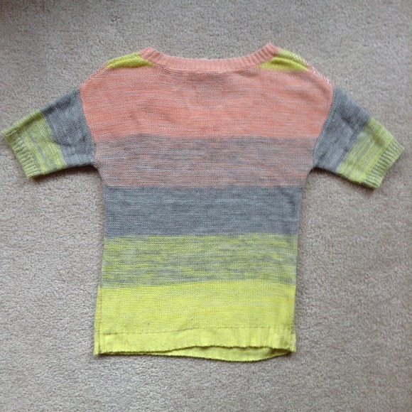 Striped Silver Coated Short Sleeve Sweater - Picture 2 of 2